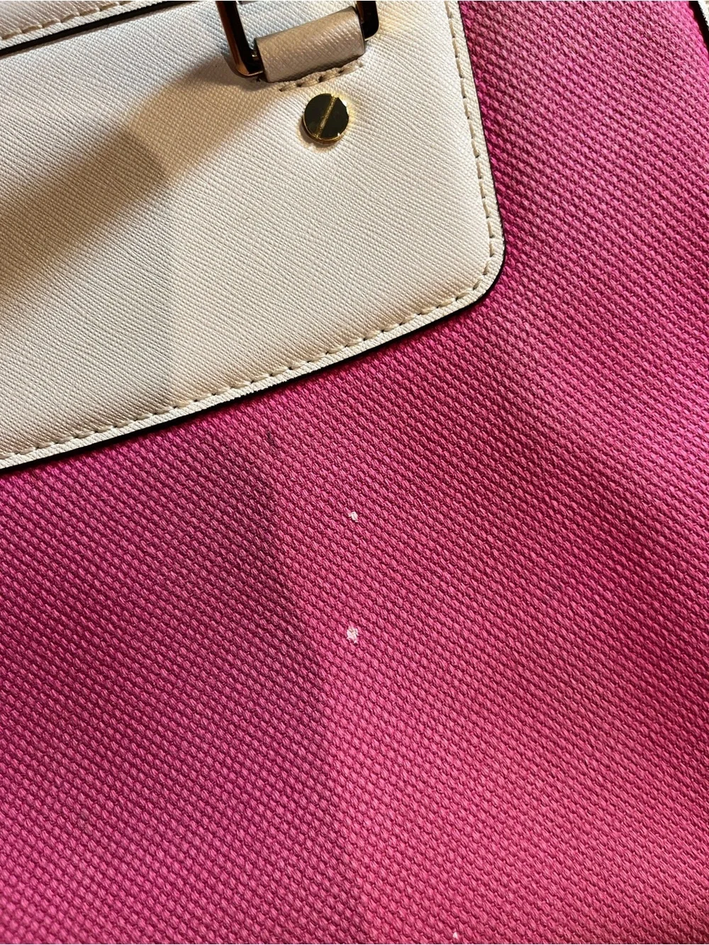 Michael Kors Pink Canvas White Leather Trim Satchel Bag